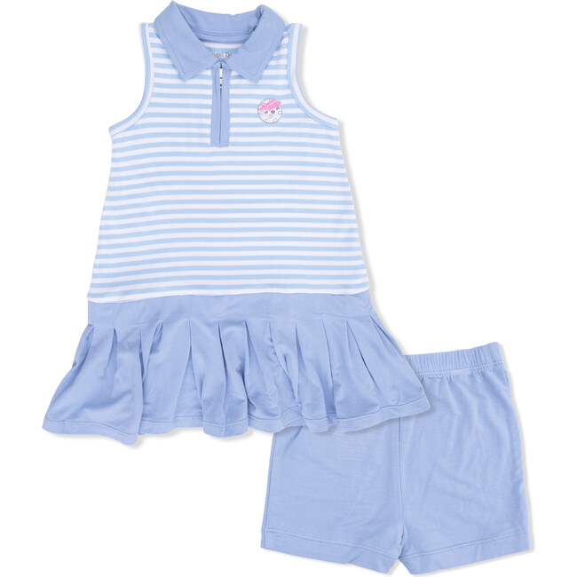 Polo Tennis Dress with Cartwheel Short, Striped Golf
