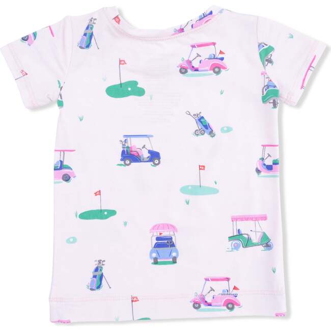Short Sleeve Loungewear Set, Vintage Golf Carts Pink
