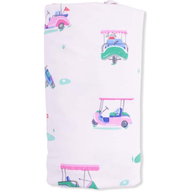 Swaddle Blanket, Vintage Golf Carts Pink