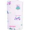 Swaddle Blanket, Vintage Golf Carts Pink - Swaddles - 2