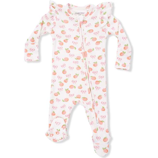 2 Way Ruffle Back Zipper Footie, Little Peaches