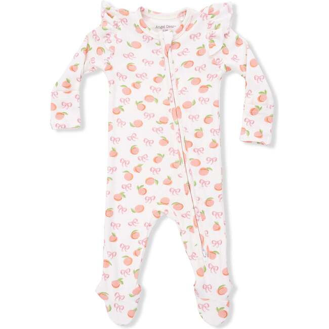 2 Way Ruffle Back Zipper Footie, Little Peaches