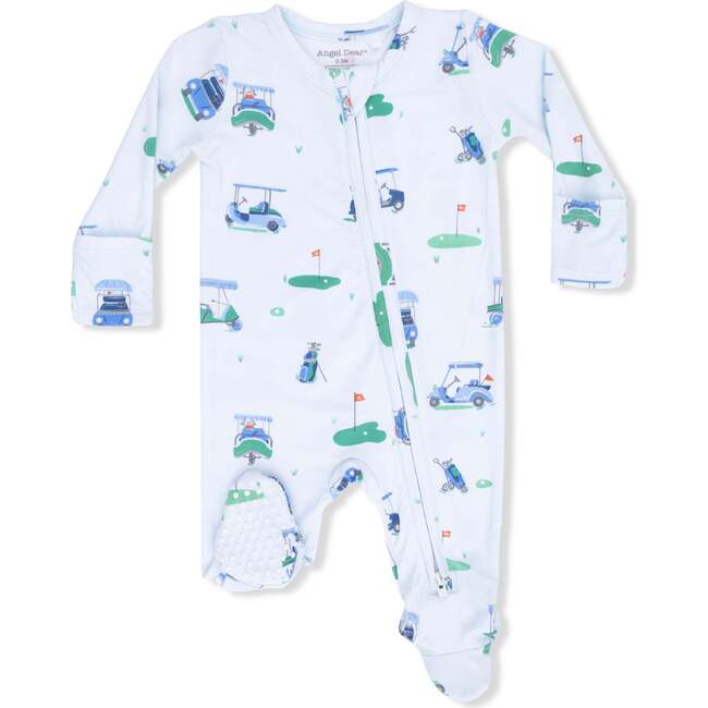 2 Way Zipper Footie, Vintage Golf Carts Blue