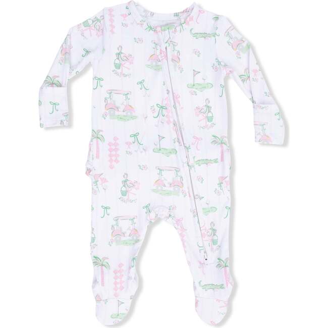 2 Way Ruffle Back Zipper Footie, Pretty Golf