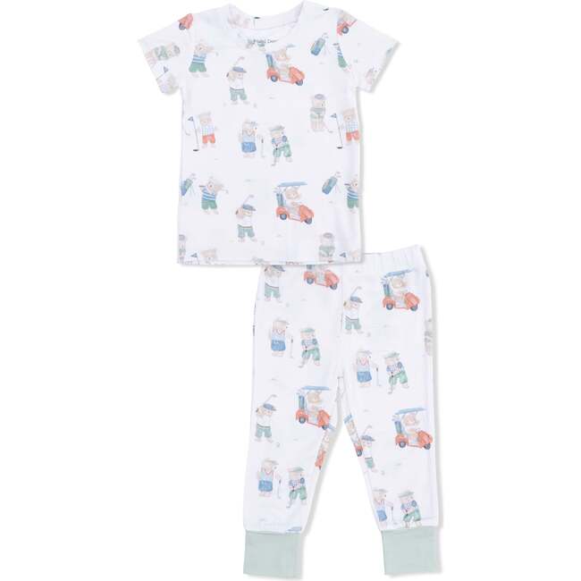 Short Sleeve Loungewear Set, Golfing Teddy Bears