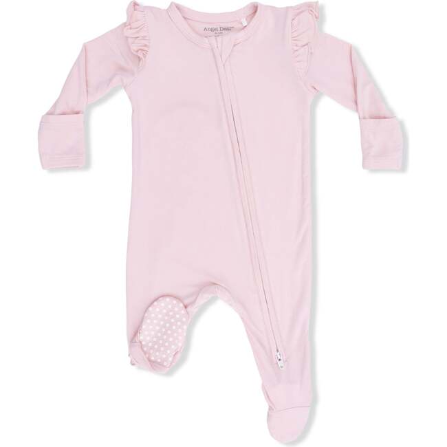 2 Way Ruffle Back Zipper Footie, Solid Lotus