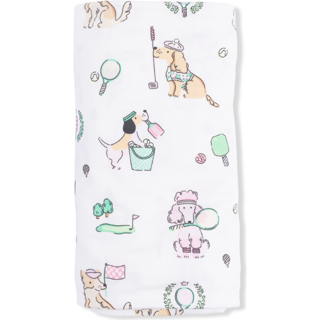Swaddle Blanket, Country Club Dogs Pink