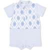 Short Playsuit, Blue Argyle - Rompers - 1 - thumbnail