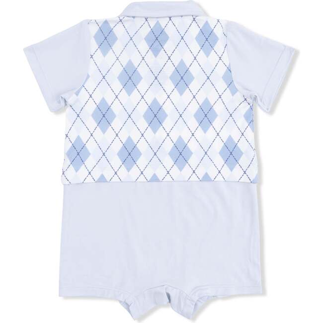 Short Playsuit, Blue Argyle