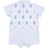 Short Playsuit, Blue Argyle - Rompers - 2