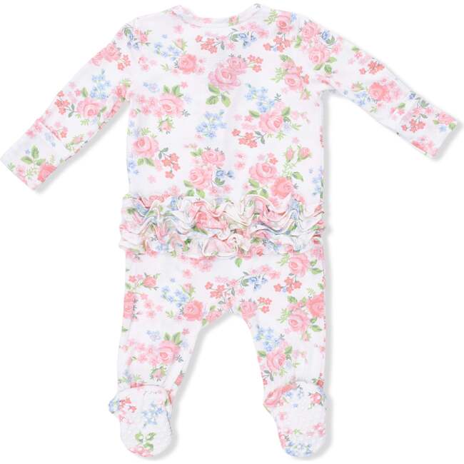 2 Way Ruffle Back Zipper Footie, Cute Little Roses
