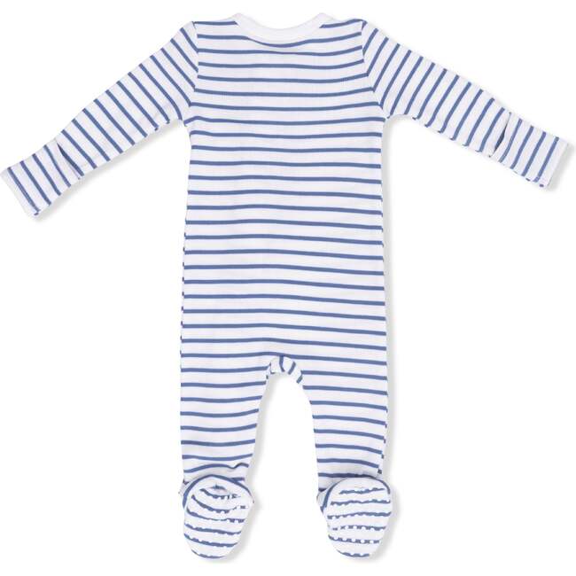 2 Way Zipper Footie, Navy Stripe
