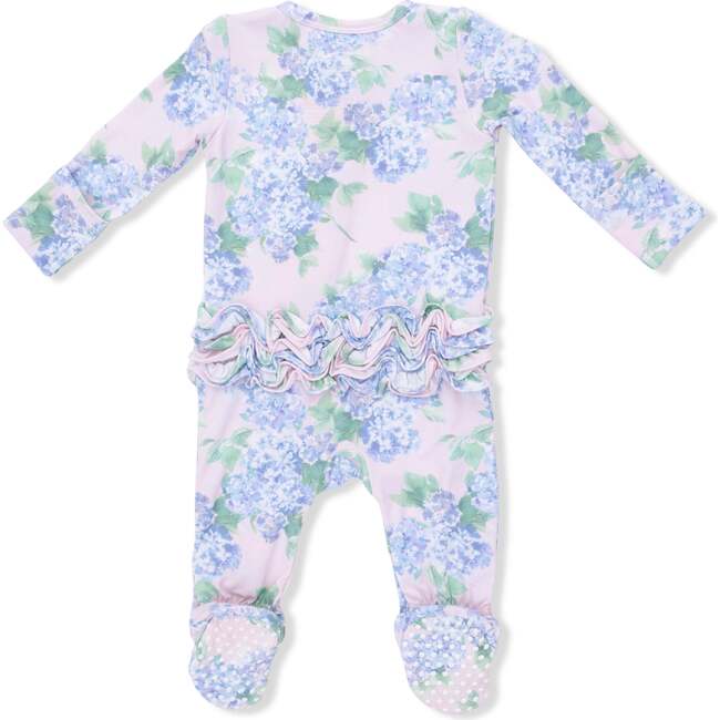 2 Way Ruffle Back Zipper Footie, Hydrangeas
