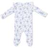 2 Way Ruffle Back Zipper Footie, Baby Blue Vines Floral - Footie Pajamas - 2