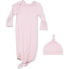 Knotted Gown and Hat, Solid Veiled Pink - Nightgowns - 1 - thumbnail