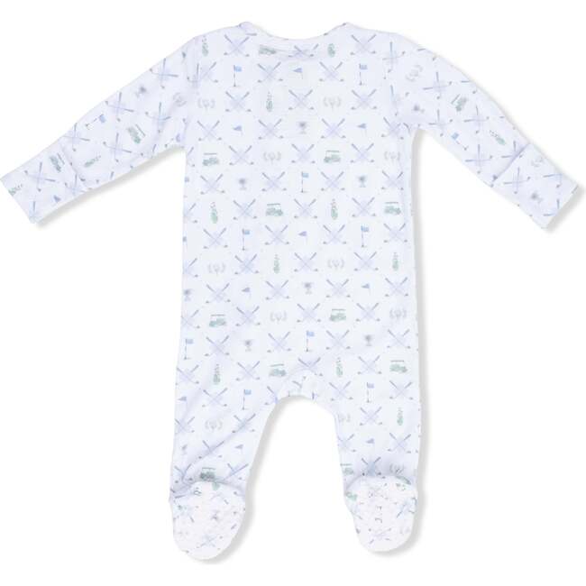 2 Way Zipper Footie, Golf Trellis Blue