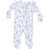 2 Way Ruffle Back Zipper Footie, Baby Blue Vines Floral - Footie Pajamas - 3