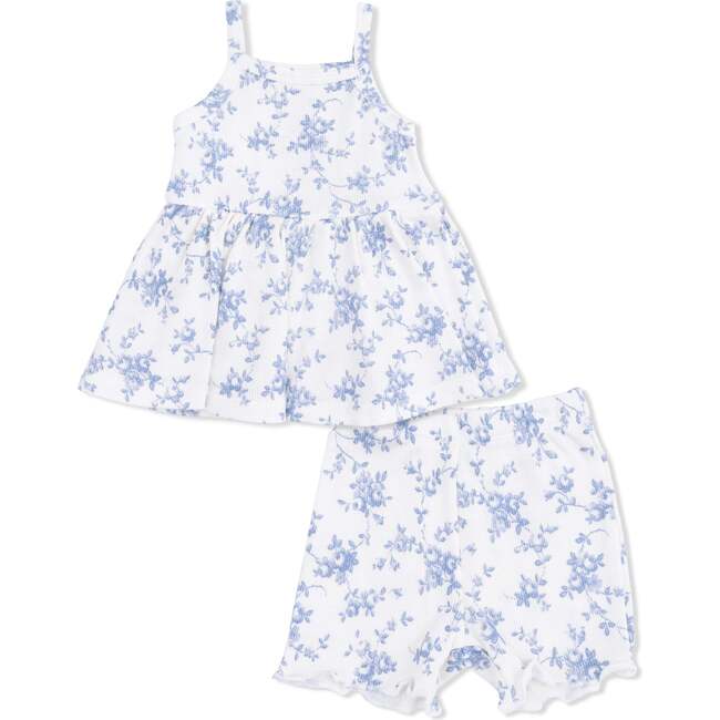 Peplum Tank and Bike Short, Baby Blue Vines Floral