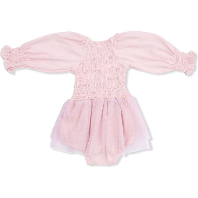 Long Sleeve Smocked Bubble with Tutu, Solid Lotus