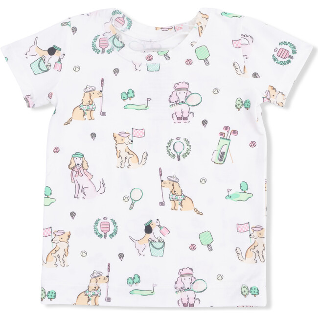 Short Sleeve Loungewear Set, Country Club Dogs Pink - Mixed Apparel Set - 3