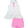 Polo Tennis Dress with Cartwheel Short, Heart Argyle - Dresses - 1 - thumbnail
