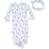 Knotted Gown and Headband, Baby Blue Vines Floral - Nightgowns - 1 - thumbnail