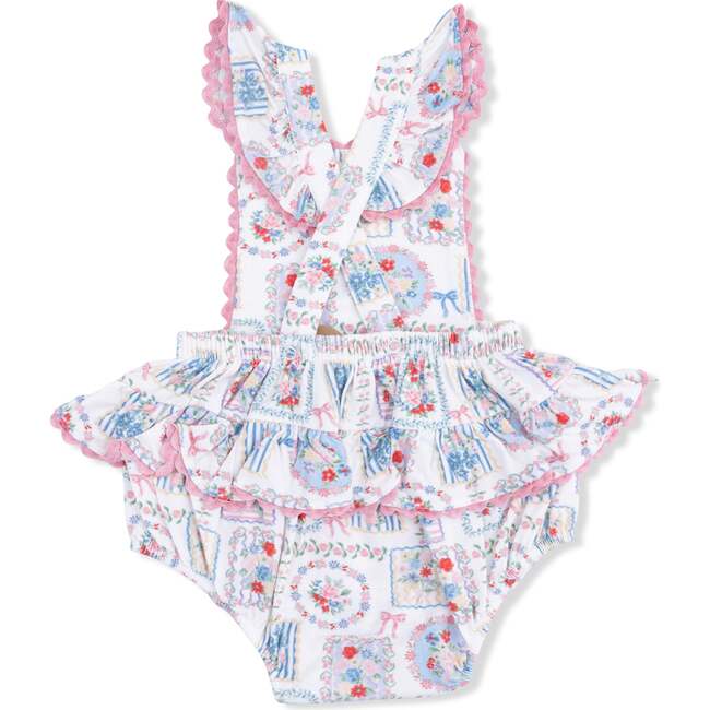 Ric Rac Ruffle Sunsuit, Julep's Floral Patchwork - Rompers - 3