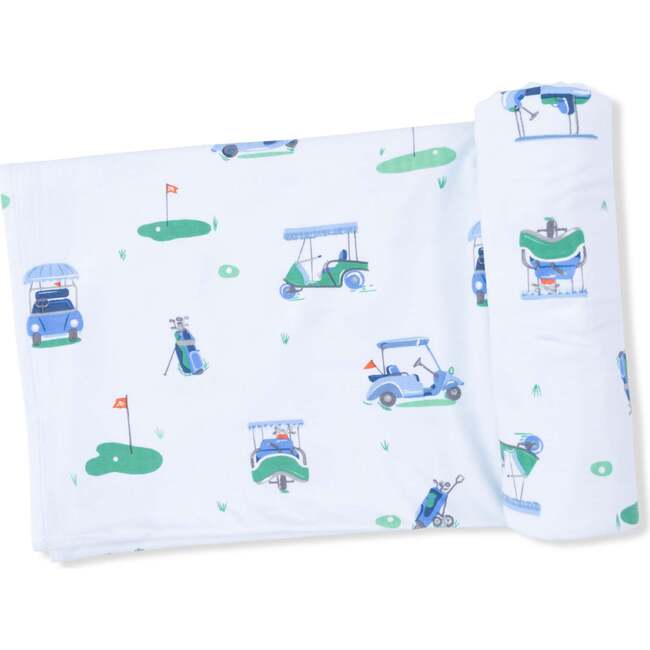 Swaddle Blanket, Vintage Golf Carts Blue