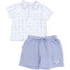 Polo with Casual Short, Golf Trellis Blue - Mixed Apparel Set - 1 - thumbnail