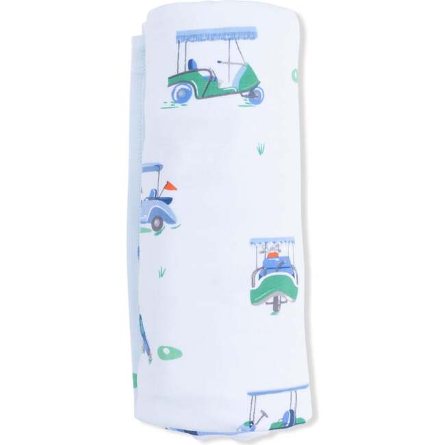 Swaddle Blanket, Vintage Golf Carts Blue