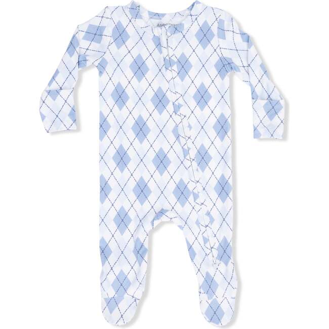 2 Way Zipper Footie, Blue Argyle