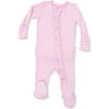 2 Way Ruffle Back Zipper Footie, Solid Romance Rose Rib - Footie Pajamas - 1 - thumbnail