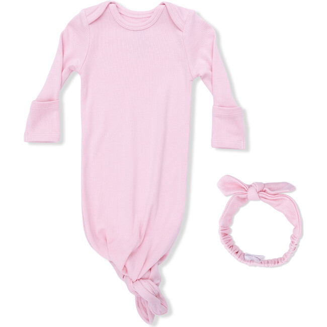 Knotted Gown and Headband, Solid Romance Rose Rib