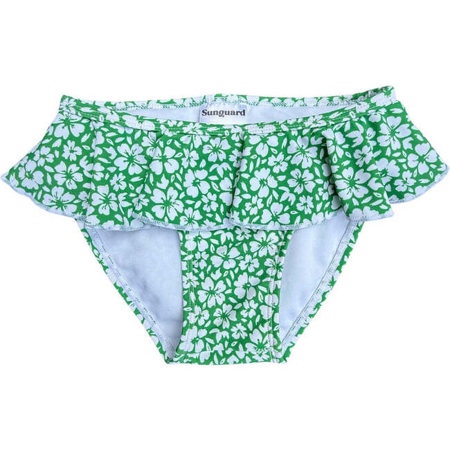 Reese 2-Piece Long Sleeve Peplum Top & Bottom Swimwear, Green Hibiscus