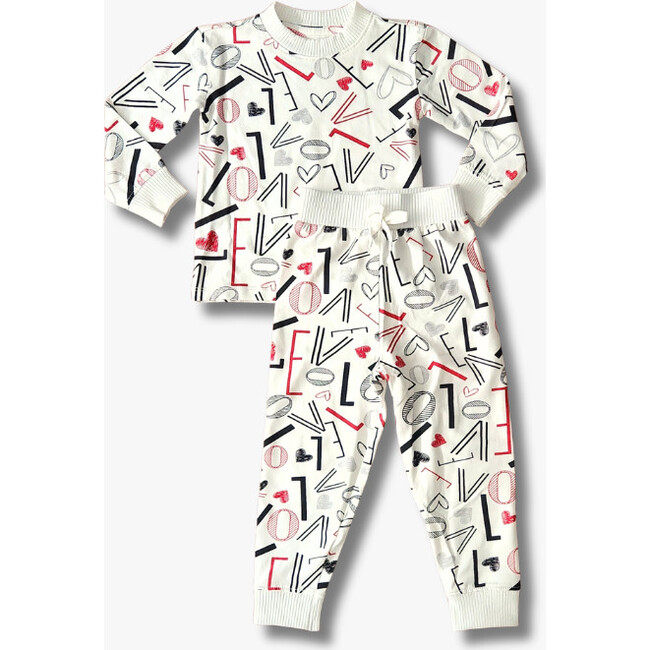 Baby PJ Set, White Love