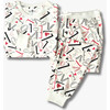 Women's Jogger Pajama Set, White Love - Pajamas - 1 - thumbnail