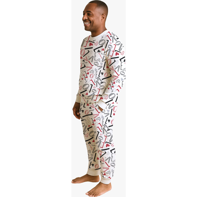 Men's Jogger Pajama Set, White Love