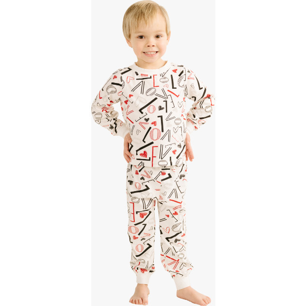 Kids' Unisex Jogger Pajama Set, White Love