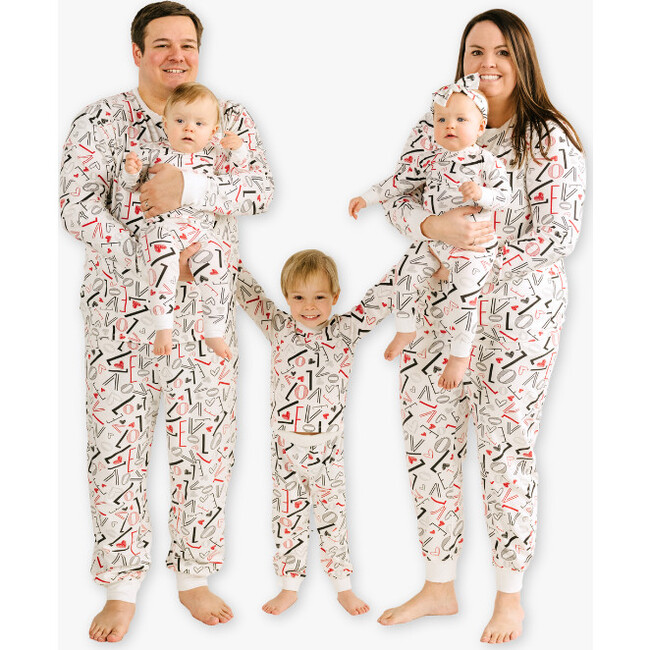 Kids' Unisex Jogger Pajama Set, White Love - Pajamas - 4