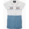 Smocked Guardsman Rupert Set, French Blue/White - Mixed Apparel Set - 1 - thumbnail