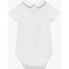 Milo Piped Bodysuit, White/Pale Blue - Onesies - 2