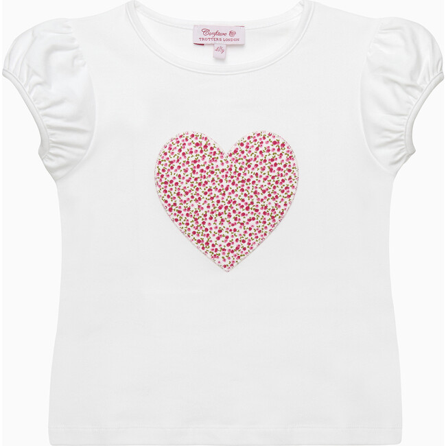Cherry Heart Jersey Top, White/Red Cherry
