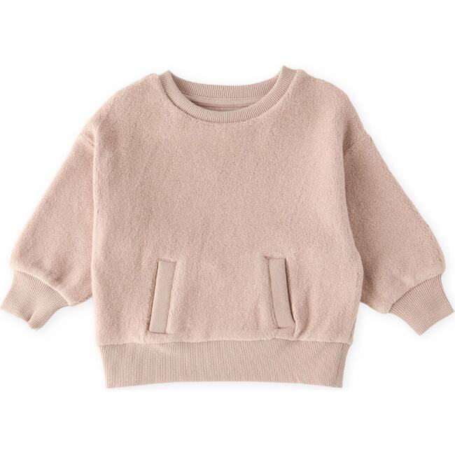 Teddy Fleece Dropped Shoulder Sweatshirt, Rose Pink