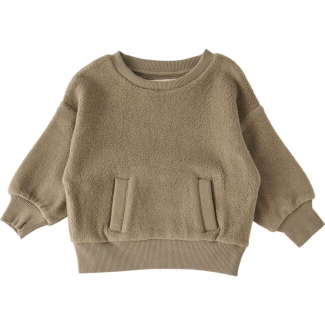 Teddy Fleece Dropped Shoulder Sweatshirt, Moss