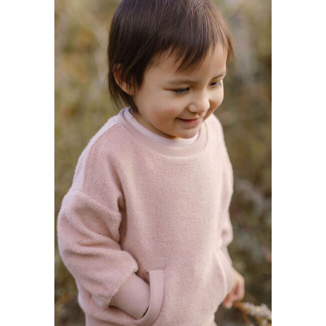 Teddy Fleece Dropped Shoulder Sweatshirt, Rose Pink