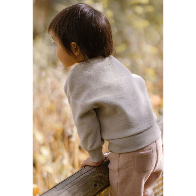 Teddy Fleece Dropped Shoulder Sweatshirt, Stone - Sweatshirts - 4