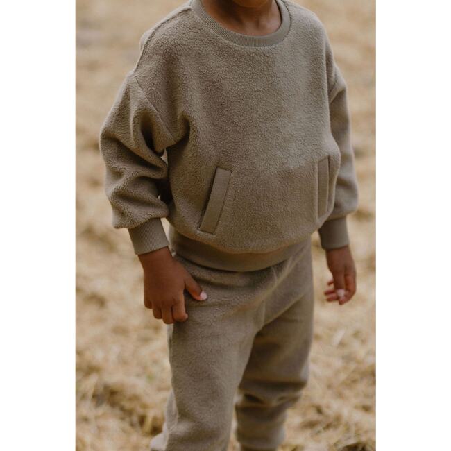 Teddy Fleece Dropped Shoulder Sweatshirt, Moss - Sweatshirts - 4