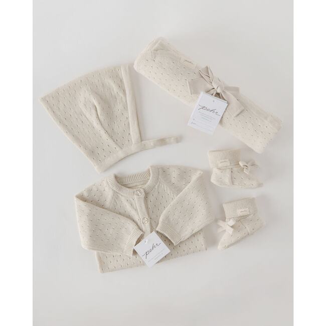 Pointelle Knit Gift Set - Natural, Grey - Mixed Apparel Set - 3