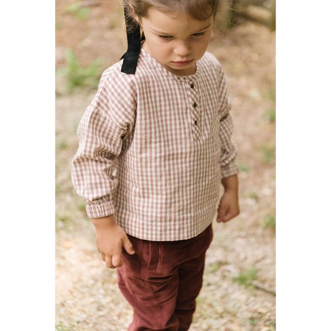 Gingham Kids Long Sleeve Top - Thistle, Stripes Away Ink Blue - Shirts - 3