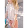 Dropped Shoulder T-Shirt, Stripes Away Peony - T-Shirts - 4 - thumbnail